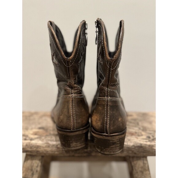 Jeffrey Campbell STARWOOD Distressed Brown Leather Western Ankle Boot 41 US 10 - Picture 7 of 11